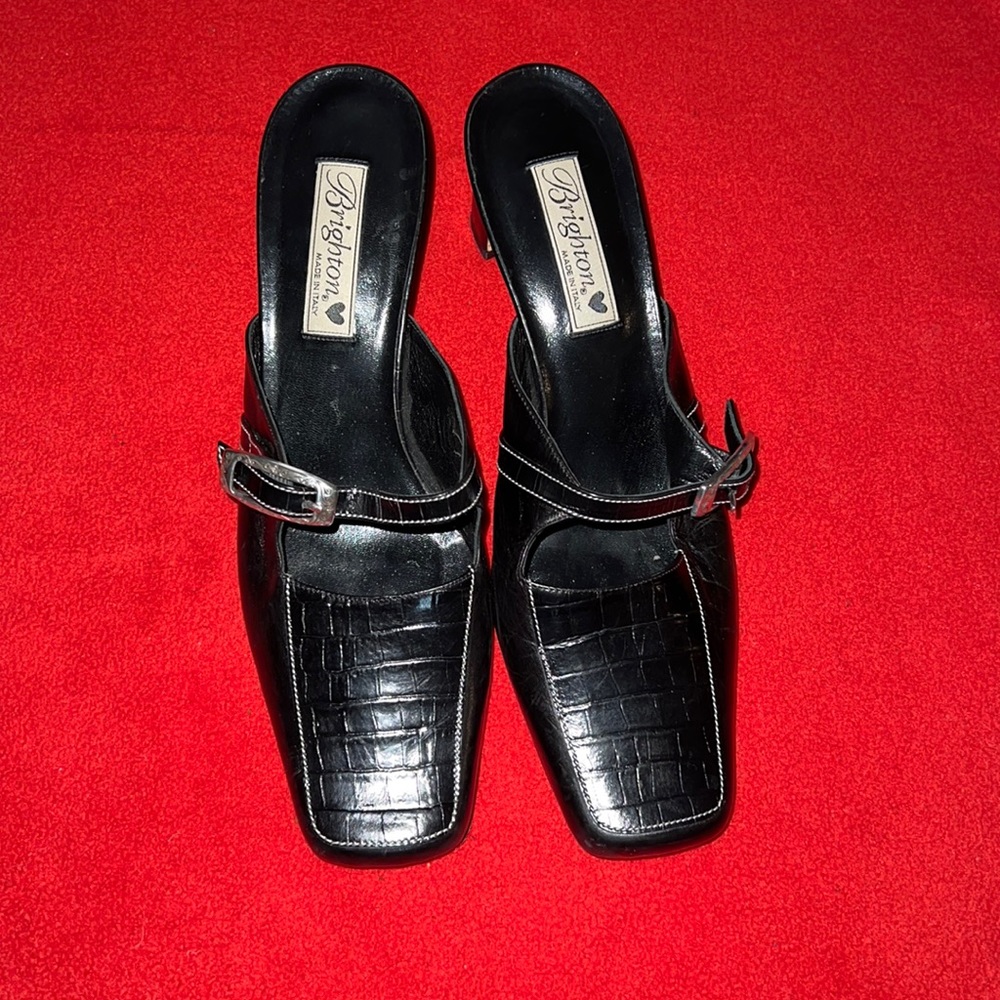 Brighton Italian leather slip on mules.